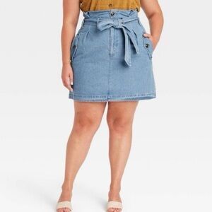 Who What Wear High Rise Paperbag Denim Skirt Size 4